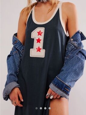 Daydreamer Sleeveless Number 1 Tank Dress with Red Stars